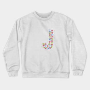 Floral Monogram Letter J - pink and blue Crewneck Sweatshirt